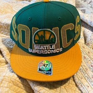 Flat billed SnapBack 47 brand Seattle SuperSonics hat